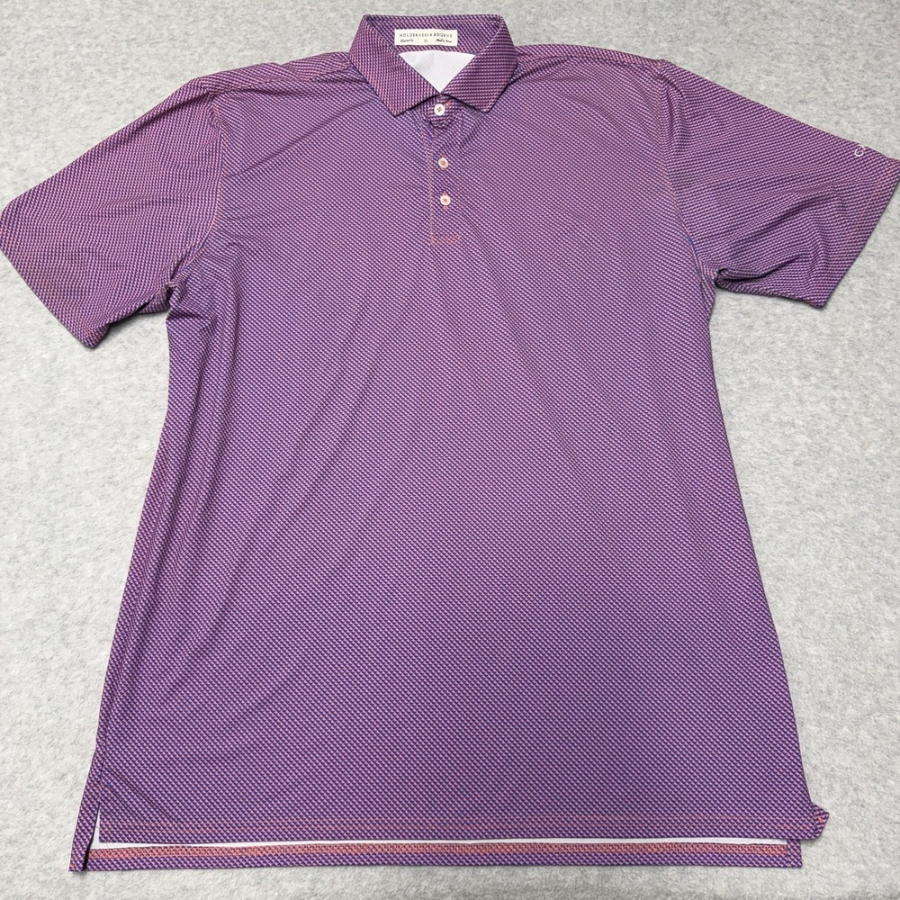 Holderness & Bourne The Byrd Polo Shirt Mens XL Blue Geometric Cascata Golf Top
